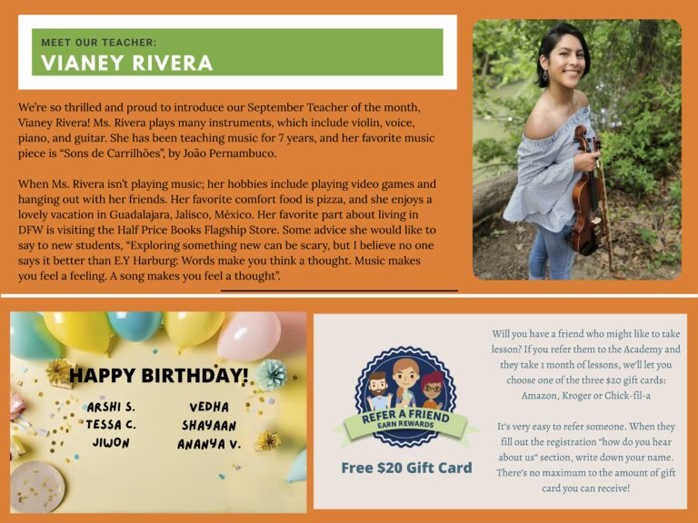 Flower Mound Music Academy offers private lessons in piano, voice, violin, viola, cello and guitar to students of all ages and levels in Flower Mound, Lewisville, Denton, Argyle, Keller area.