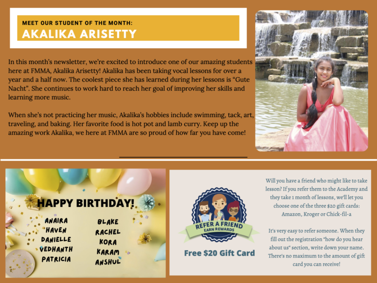 Flower Mound Music Academy Newsletter November 2025