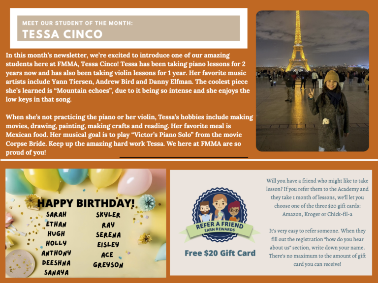 Flower Mound Music Academy Newsletter December 2025