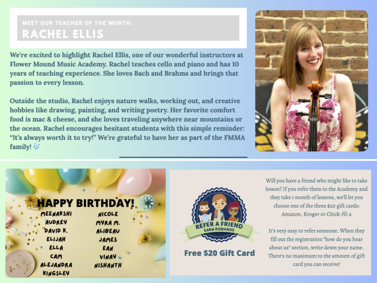 Flower Mound Music Academy Newsletter January 2026