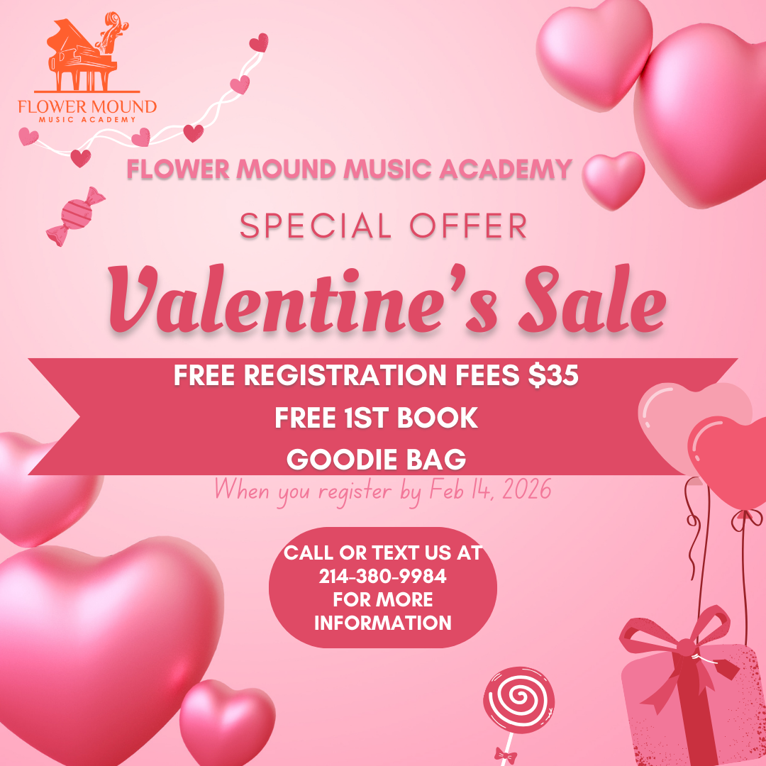 Flower Mound Music Academy offers private lessons in piano, voice, violin, viola, cello and guitar to students of all ages and levels in Flower Mound, Lewisville, Denton, Argyle, Keller area.