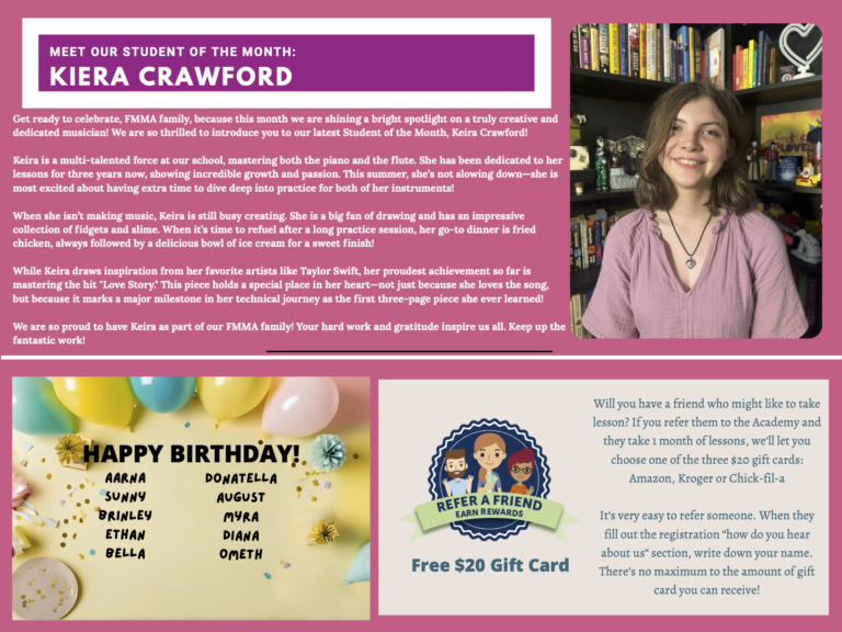 Flower Mound Music Academy Newsletter April 2026
